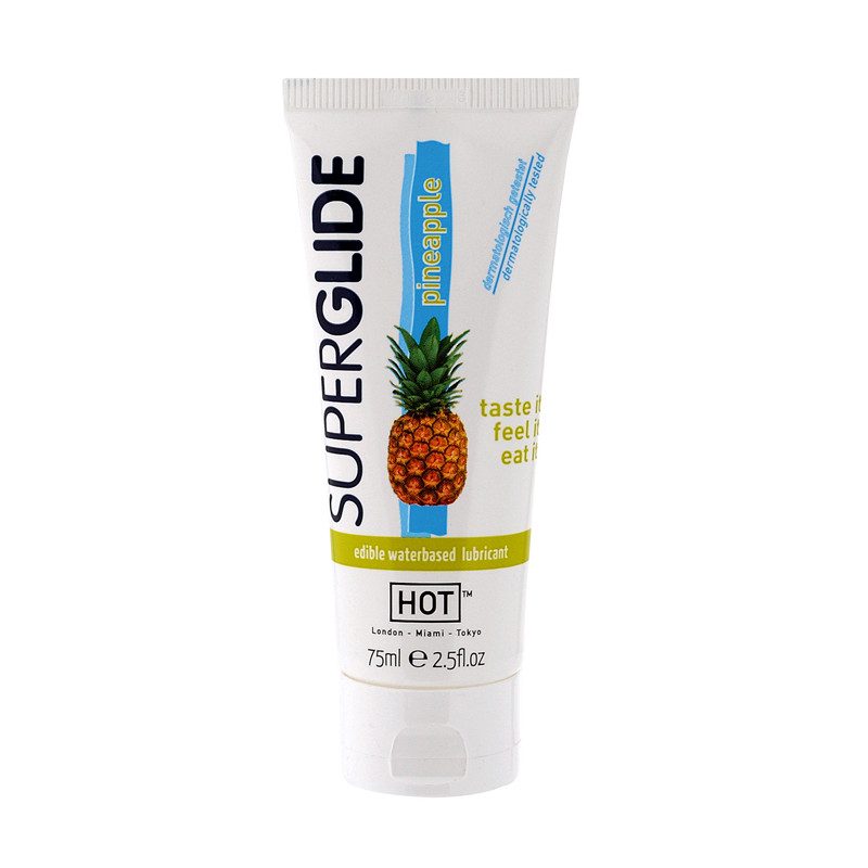 Лубрикант HOT Superglide PINEAPPLE75ml  edible lubricant waterbased