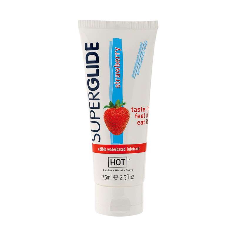 Лубрикант HOT Superglide STRAWBERRY75ml edible lubricant waterbased