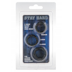 Ерекційне кільце STAY HARD THREE RINGS BLACK