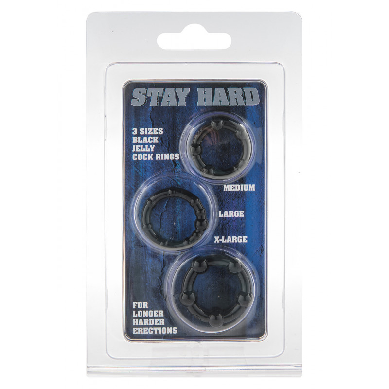 Ерекційне кільце STAY HARD THREE RINGS BLACK