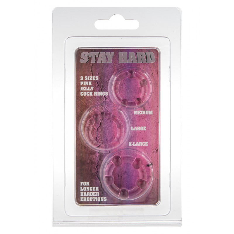 Ерекційне кільце STAY HARD THREE RINGS PINK