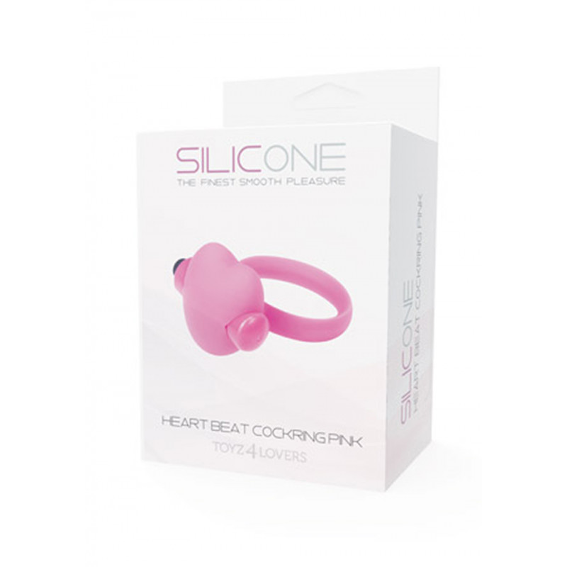 Ерекційне кільце ANELLO FALLICO VIBRANTE HEART BEAT COCKRING SILICONE PINK