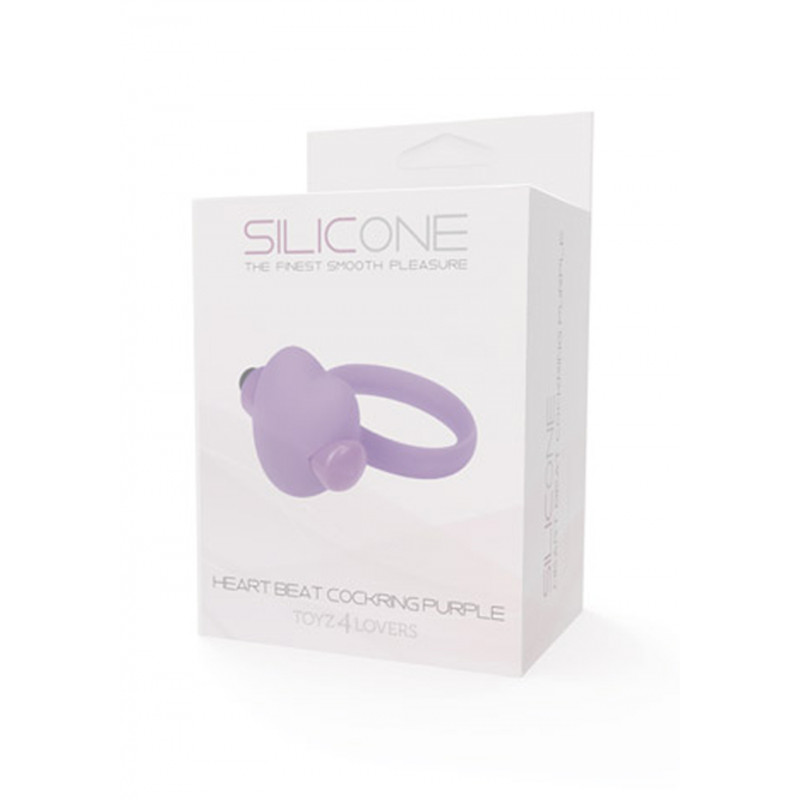 Ерекційне кільце ANELLO FALLICO VIBRANTE HEART BEAT COCKRING SILICONE PURPLE