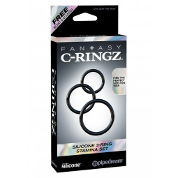 Ерекційне кільце SILICONE 3-RING STAMINA SET BLACK