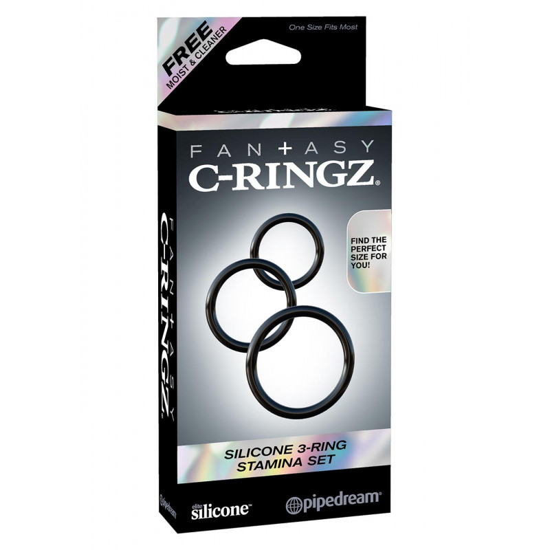 Ерекційне кільце SILICONE 3-RING STAMINA SET BLACK