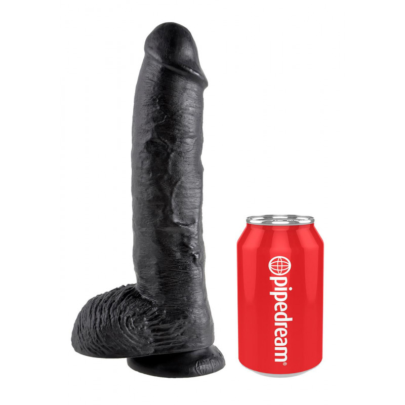 Фалоімітатор COCK 10 INCH W/ BALLS BLACK