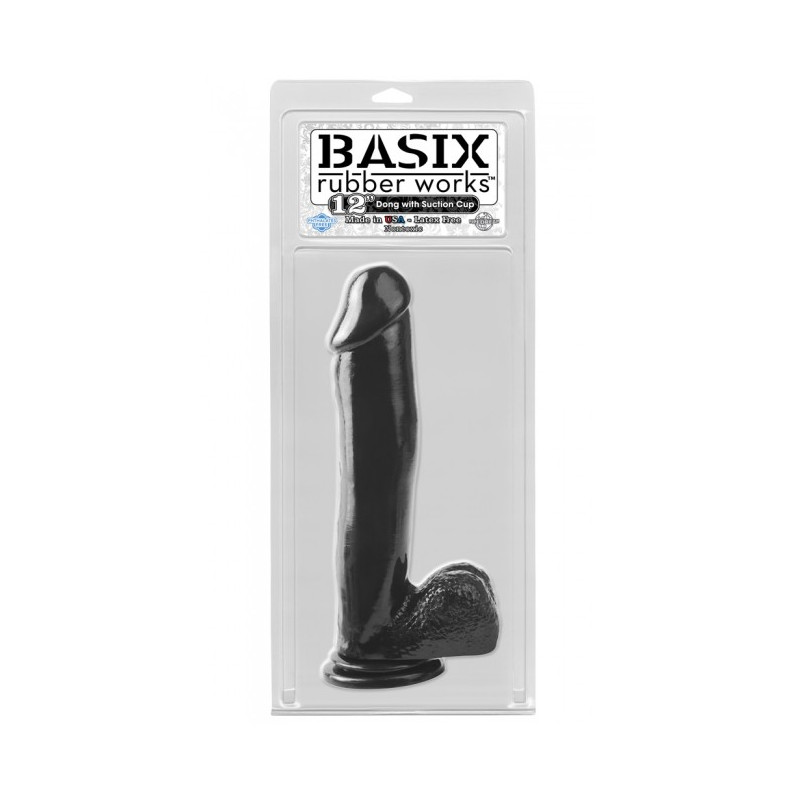 Basix 12 Dong with Suction Cup Black