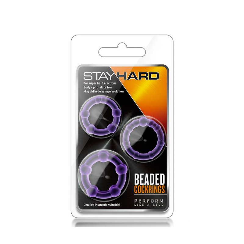 Ерекційне кільце STAY HARD BEADED COCKRINGS PURPLE