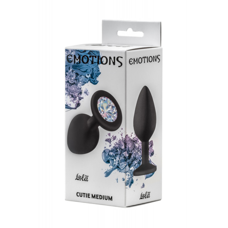 Анальна пробка Emotions Cutie Medium Black Clear crystal