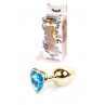 Анальна пробка -Jewellery Gold  Heart PLUGLight Blue