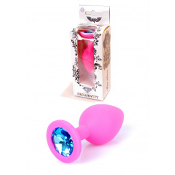 Анальна пробка  -Jewellery Pink Silikon PLUG MediumLight Blue Diamond