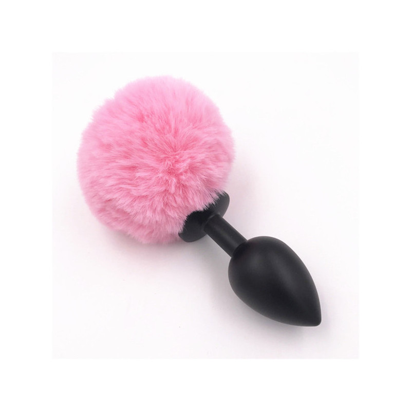 Bunny plug small black with pink tail 7