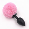 Bunny plug small black with pink tail 7