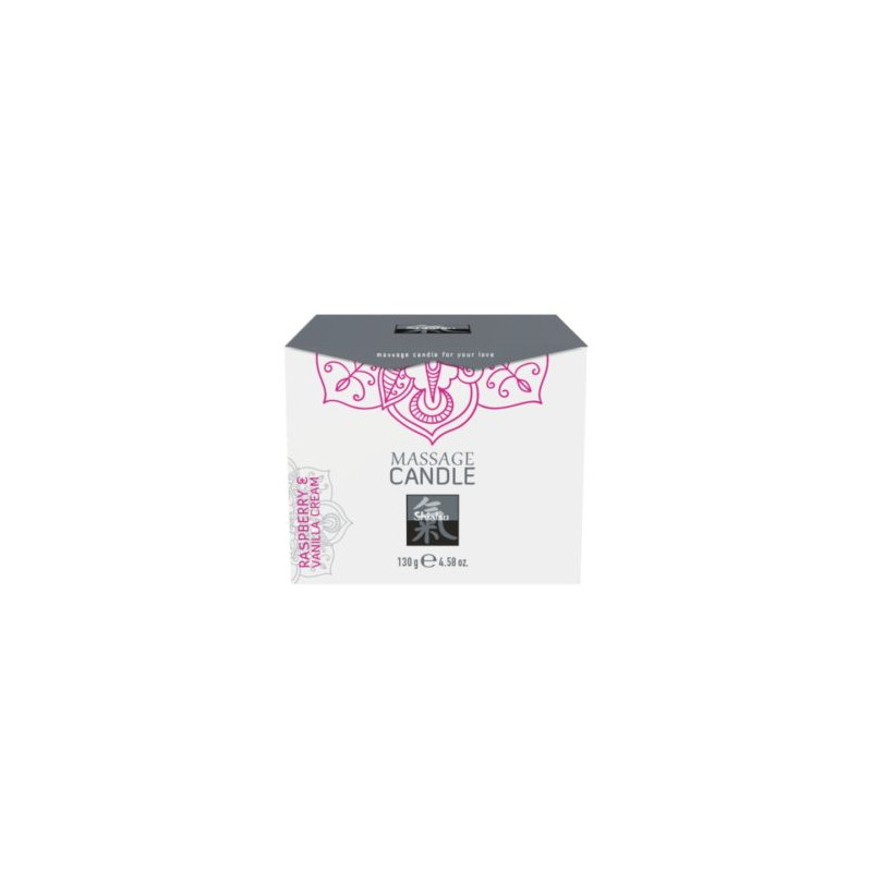 Масажна свічка Shiatsu Massage Candle Raspberry & Vanilla Cream 130g.