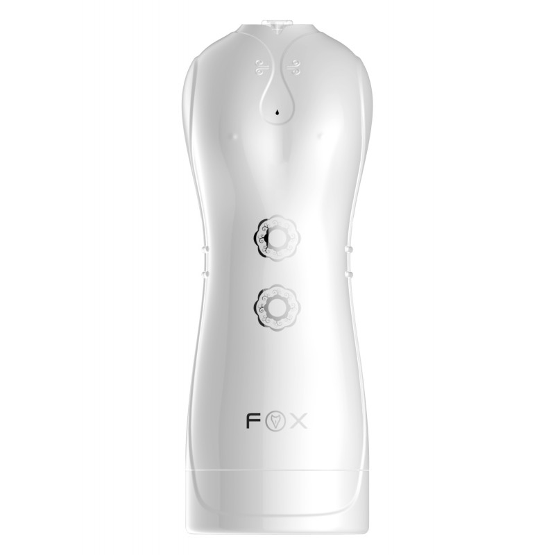 Masturbator-Vibrating and Flashing Masturbation Cup USB 7+7 Function / Talk Mode (White)