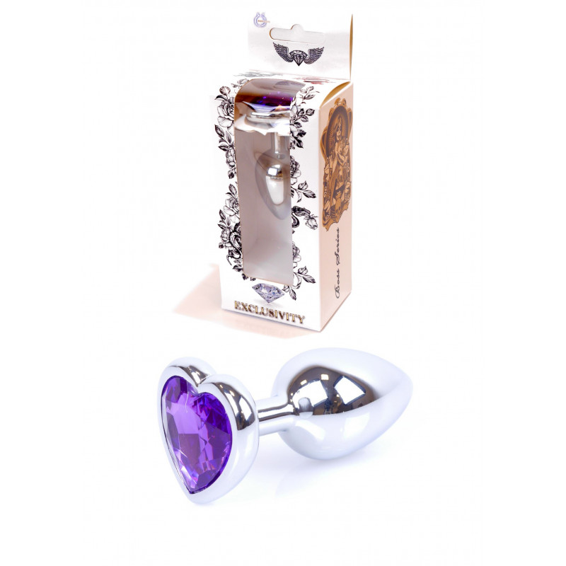 Анальна пробка Jawellery Silver  Heart PLUG-Purple