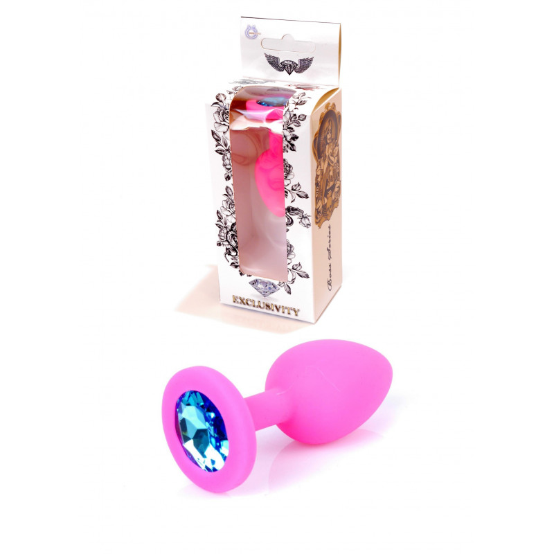 Анальна пробка Jawellery Pink Silikon PLUG SmallLight Blue Diamond