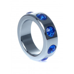 Ерекційне кільце металеве Metal Cock Ring with Dark Blue Diamonds Small