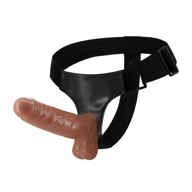 Страпон з вібро BAILE- Ultra Passionate Harness Realdeal Penis 6.2'' Brown