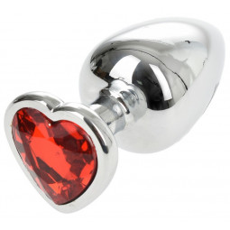 Анальна пробка Anal Plug Hearty Large Silver/Red