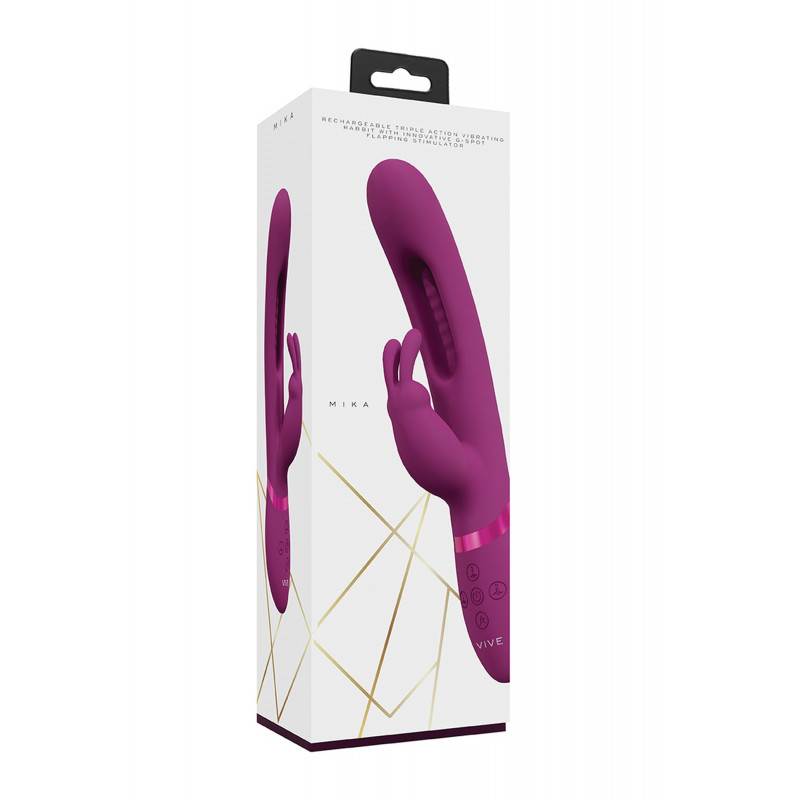 Вібратор Mika Triple Rabbit with G-Spot Flapping - Pink