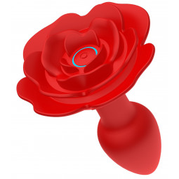 Анальна червона вібро пробка Rose rotating anal plug